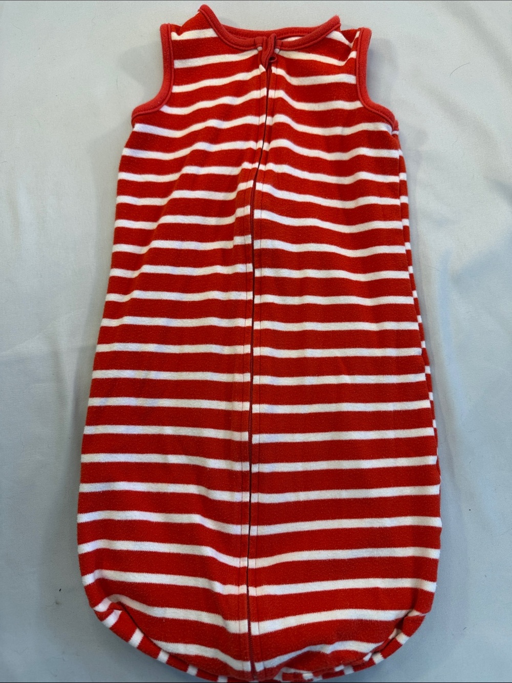 Amazon Essentials Red and White Striped Sleeveless Sleep Sack with Front Zipper